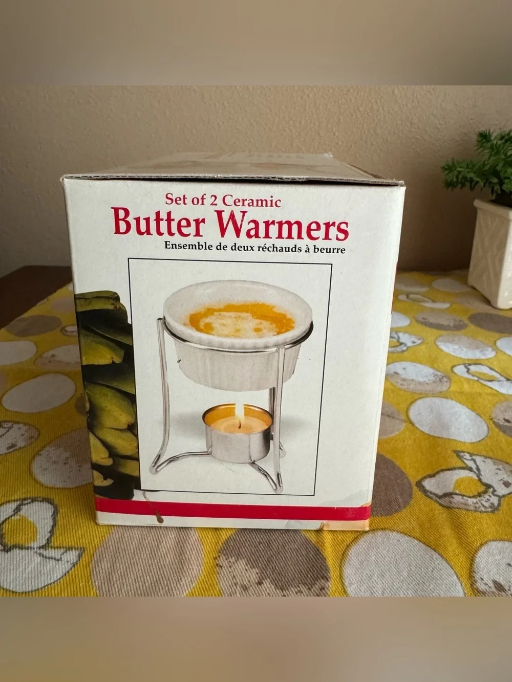 NorPro NIB Set of 2 Ceramic Butter Warmers with candles